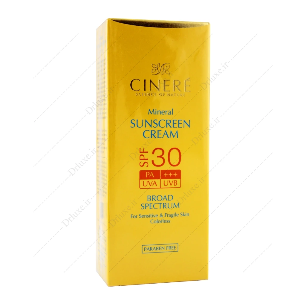 کرم ضد آفتاب SPF30 بی رنگ پوست حساس سینره 50 میلی‌لیتر